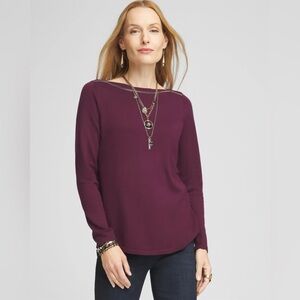 Chicos Caviar Bead Bateau Neck Sweater